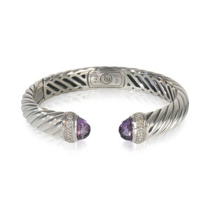 David Yurman Sterling Silver Amethyst and Diamond Waverly Cuff Bracelet